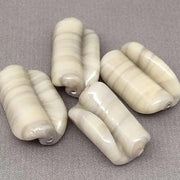 4 Vintage Handmade Striped Light Yellow Japan Glass Beads - Sea Beads