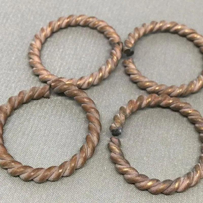 4 Vintage Metal Twisted Slit Rings - Sea Beads