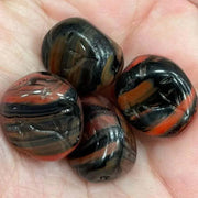 4 Vintage Orange Rust Black German Striped Glass Beads - Sea Beads