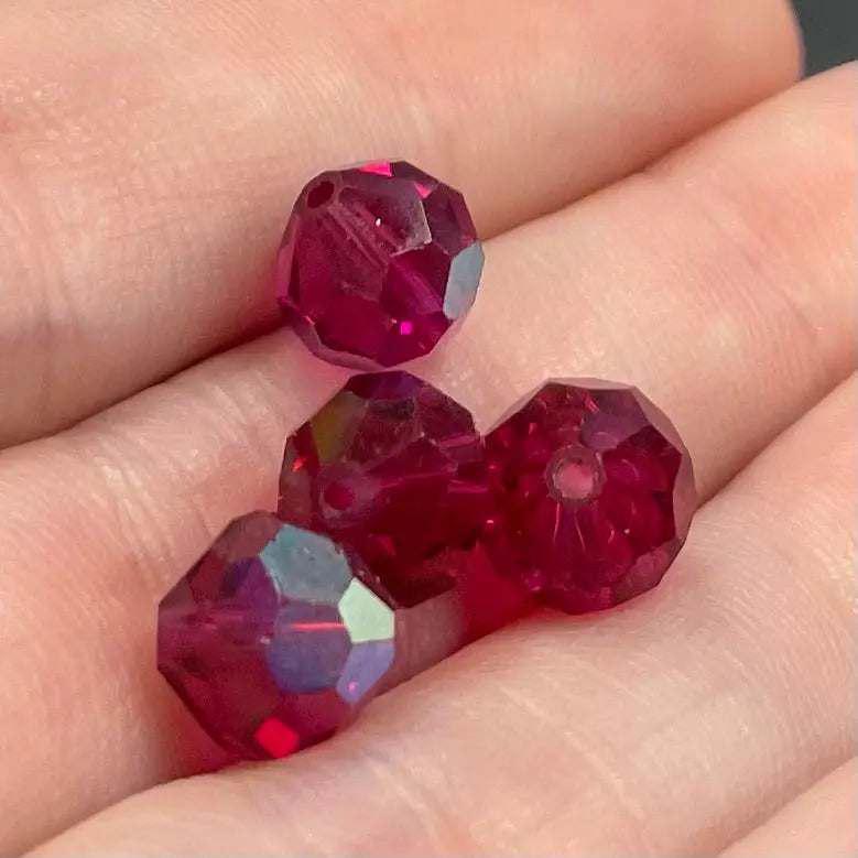 4 Vintage Pink Fuchsia AB Swarovski Crystal Beads Art 5300 - Sea Beads
