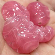 4 Vintage Pink Japan Baroque Glass Beads Cherry Brand - Sea Beads