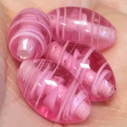 4 Vintage Pink Japan Oval Glass Beads Cherry Brand - Sea Beads