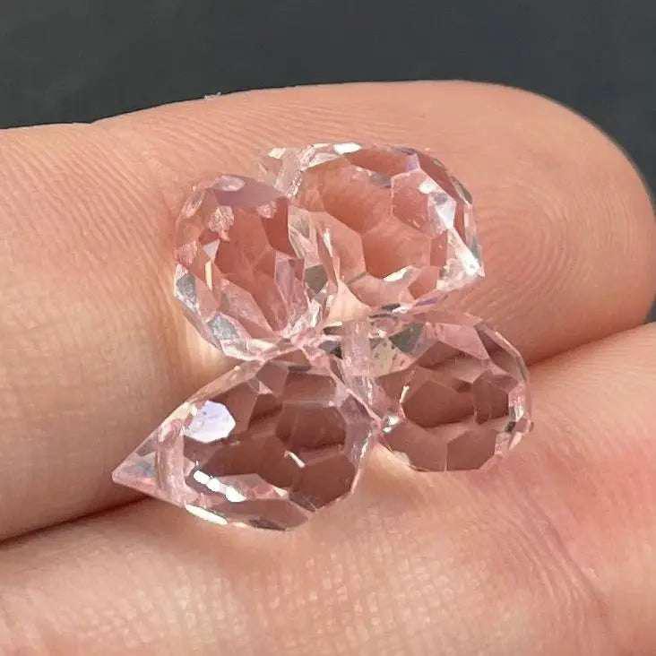 4 Vintage Pink Light Rose Swarovski Briolette Crystal Beads - Sea Beads