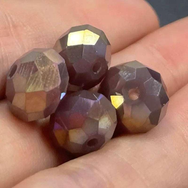 4 Vintage Purple Amethyst AB Rondelle Glass Beads - Sea Beads