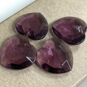 4 Vintage Purple Amethyst Faceted Glass Heart Pendants - Sea Beads
