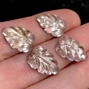 4 Vintage Purple Amethyst Light Leaf Glass Cabochons - Sea Beads