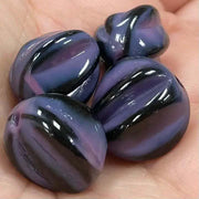 4 Vintage Purple Black German Melon Glass Beads - Sea Beads