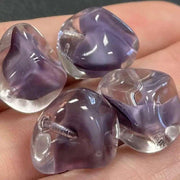 4 Vintage Purple Lavender German Givre Glass Beads - Sea Beads
