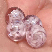 4 Vintage Purple White Italian Venetian Glass Beads - Sea Beads