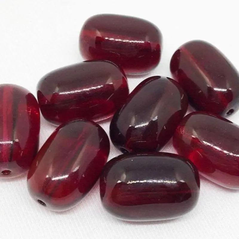 4 Vintage Red Brandy Blush Large Oval Glass Beads - Sea Beads