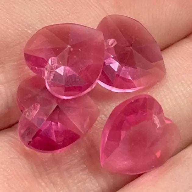 4 Vintage Pink Rose Swarovski Crystal Heart Beads - Sea Beads