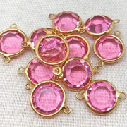 4 Vintage Pink Rose Swarovski Connector Chanels - Sea Beads