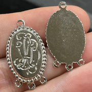 4 Vintage Silver Plated Etched Metal Charms - Sea Beads
