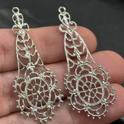 4 Vintage Silver Plated Fancy Filigree Metal Pendants - Sea Beads