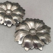 4 Vintage Silver Plated Flower Metal Stampings - Sea Beads