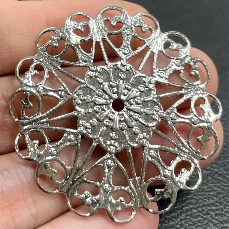 4 Vintage Silver Plated Large Filigree Pieces - Beads to Blooms
