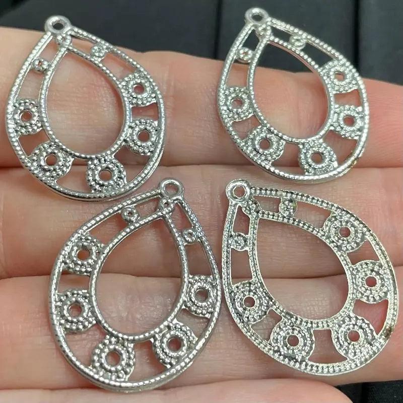 4 Vintage Silver Plated Metal Pendants - Sea Beads