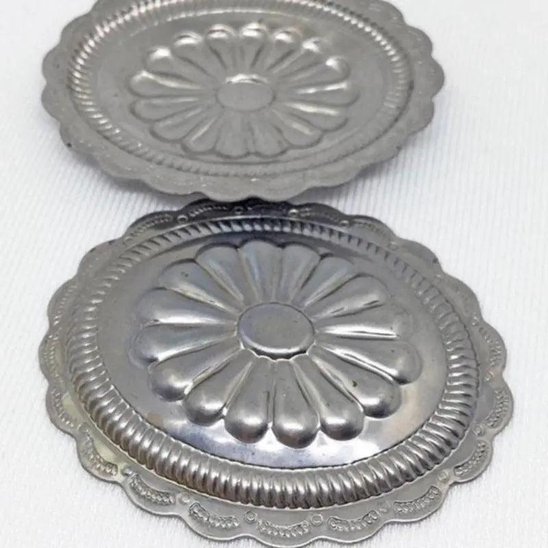 4 Vintage Silver Plated Ornate Fancy Oval Conchos - Sea Beads