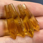 4 Vintage Topaz Faceted Glass Drops - Sea Beads