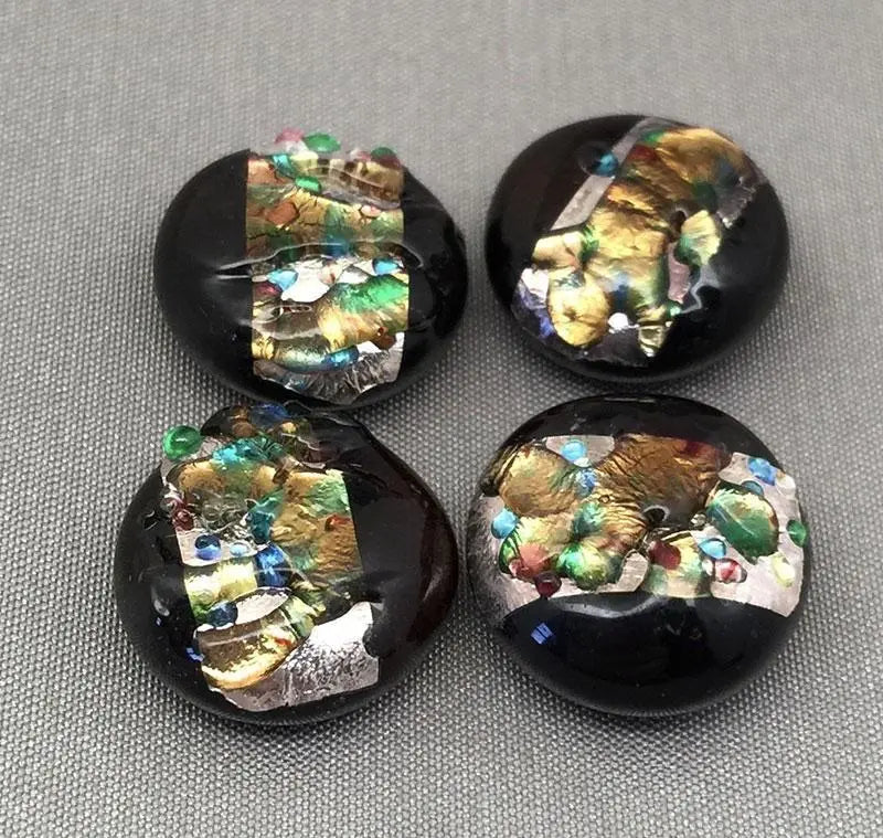 4 Vintage Topaz Japan Foil Glass Cabochons