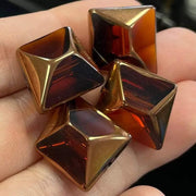 4 Vintage Topaz Metallic Window Glass Beads - Sea Beads