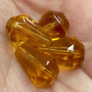 4 Vintage Topaz Teardrop Faceted Glass Beads - Sea Beads