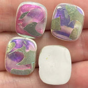 4 Vintage White AB Foil Glass Cabochons - Sea Beads