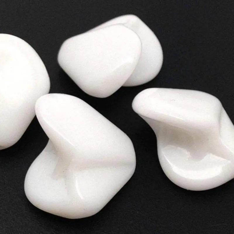4 Vintage White German Flower Glass Beads - Sea Beads