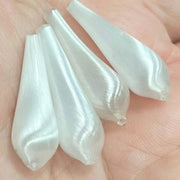 4 Vintage White German Hand Blown Silk Glass Pendants - Sea Beads