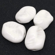 4 Vintage White Japan Pressed Shell Baroque Glass Beads - Sea Beads