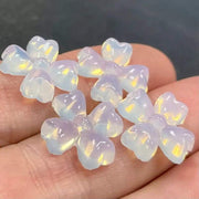 4 Vintage White Opal Flower Glass Cabochons - Sea Beads