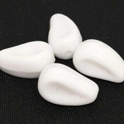 4 Vintage White Teardrop Glass Beads - Sea Beads