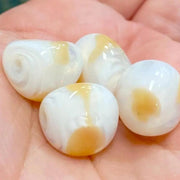 4 Vintage Yellow Golden Japan Opal Dot Glass Beads - Sea Beads