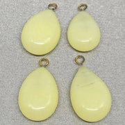 4 Vintage Yellow Japan Opal Drop Glass Charms - Sea Beads