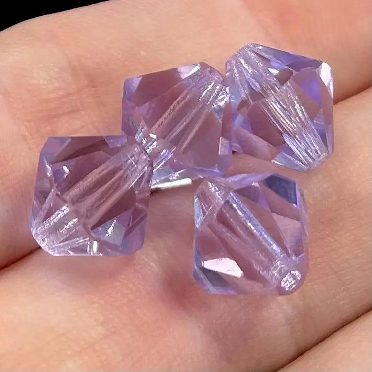 4 Violet Swarovski Bicone Crystal Beads - Sea Beads