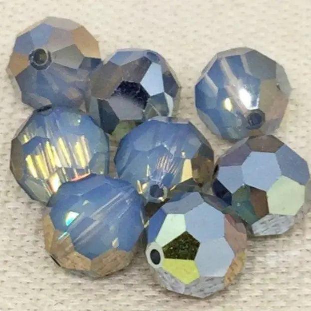 4 White Opal Star Shine Swarovski Crystal Round Beads - Sea Beads