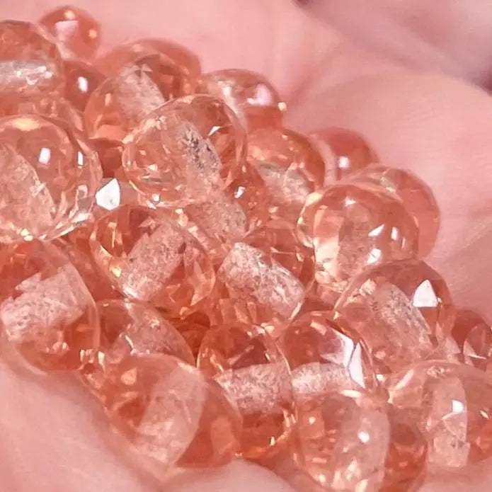 43 Transparent Peach Czech Faceted Rondelle Glass Beads - Sea Beads