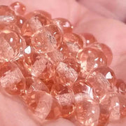 43 Transparent Peach Czech Faceted Rondelle Glass Beads - Sea Beads