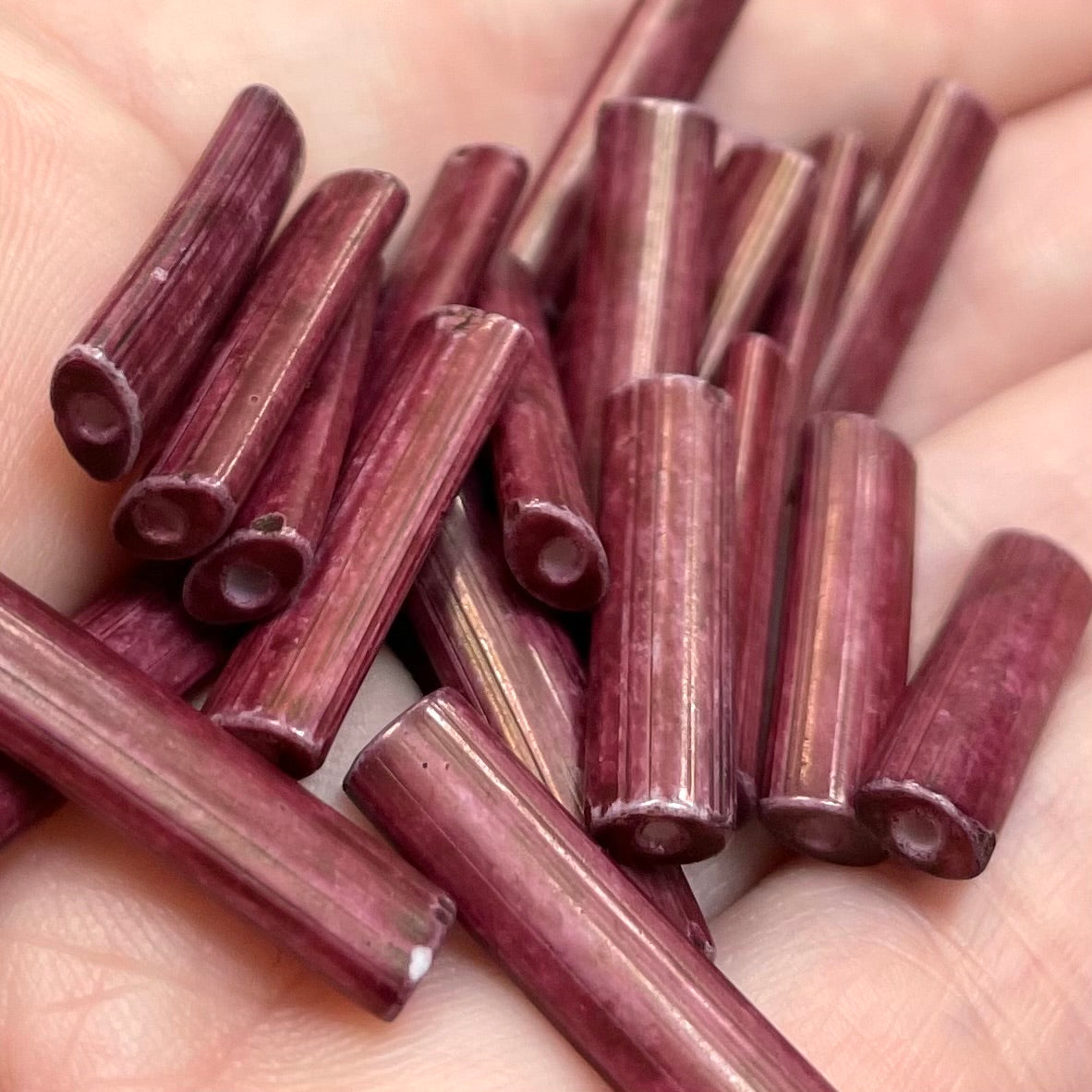 10 Vintage Japan Porcelain Tube Beads