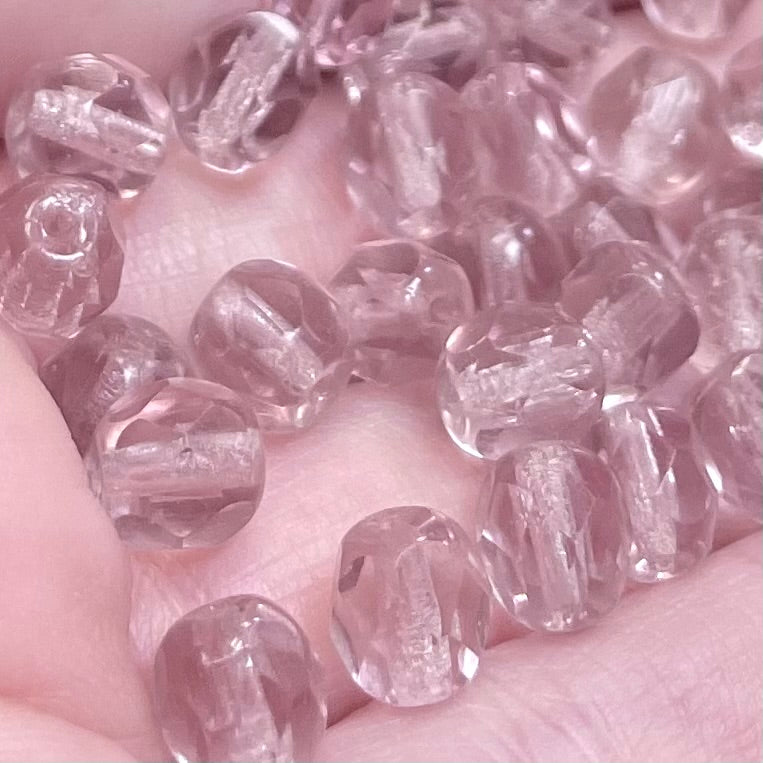 50 Vintage Light Amethyst Czech Faceted Glass Beads
