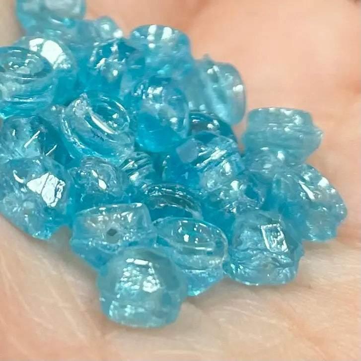 48 Vintage Blue Aqua Nailhead Glass Beads - Sea Beads