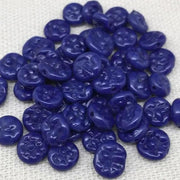 48 Vintage Blue Pressed Coin Glass Beads - Sea Beads