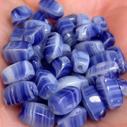 48 Vintage Blue Striped Czech Glass Beads - Sea Beads