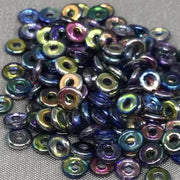 5 Grams Magic Blue Metallic Czech "O" Ring Glass Beads - Sea Beads