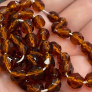 50 Amber Czech Fire Polished Glass Beads - Sea Beads