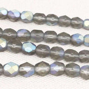 50 Black Diamond AB Czech Matte Fire Polished Glass Beads - Sea Beads