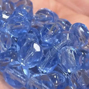 50 Blue Sapphire Czech Fire Polished Glass Beads - Sea Beads
