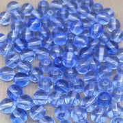 50 Blue Sapphire Czech Glass Round Beads - Sea Beads