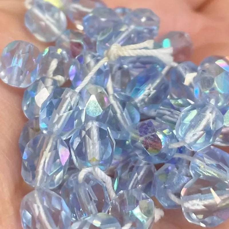 50 Blue Sapphire Light AB Czech Glass Fire Polished Beads - Sea Beads