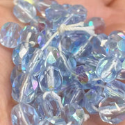 50 Blue Sapphire Light AB Czech Glass Fire Polished Beads - Sea Beads